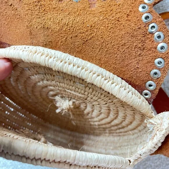 Moroccan crossbody bag Raffia crochet bag Round handbag Milk straw/brown leather - Picture 7 of 14